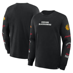 Chicago Blackhawks Fanatics Boxed In Legacy Long Sleeve T-Shirt - Black T-shirts
