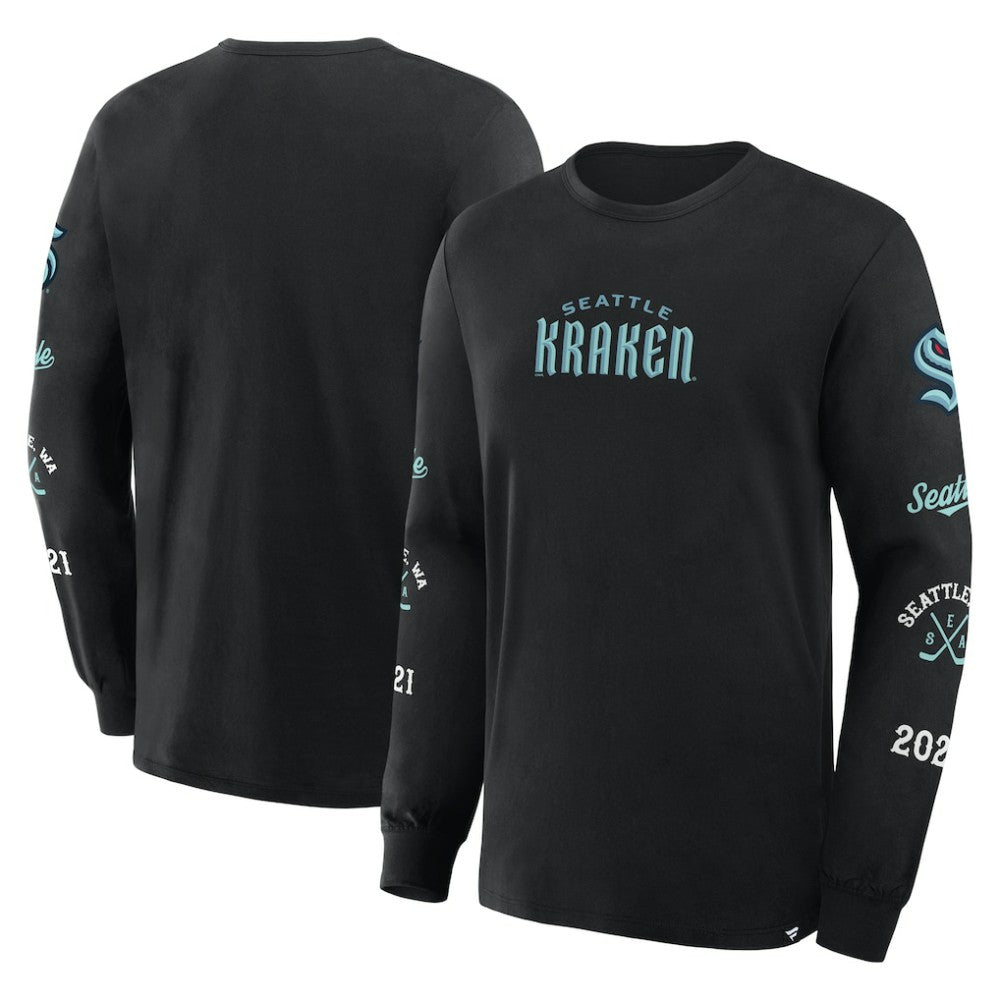 Seattle Kraken Fanatics Boxed In Legacy Long Sleeve T-Shirt - Black T-shirts