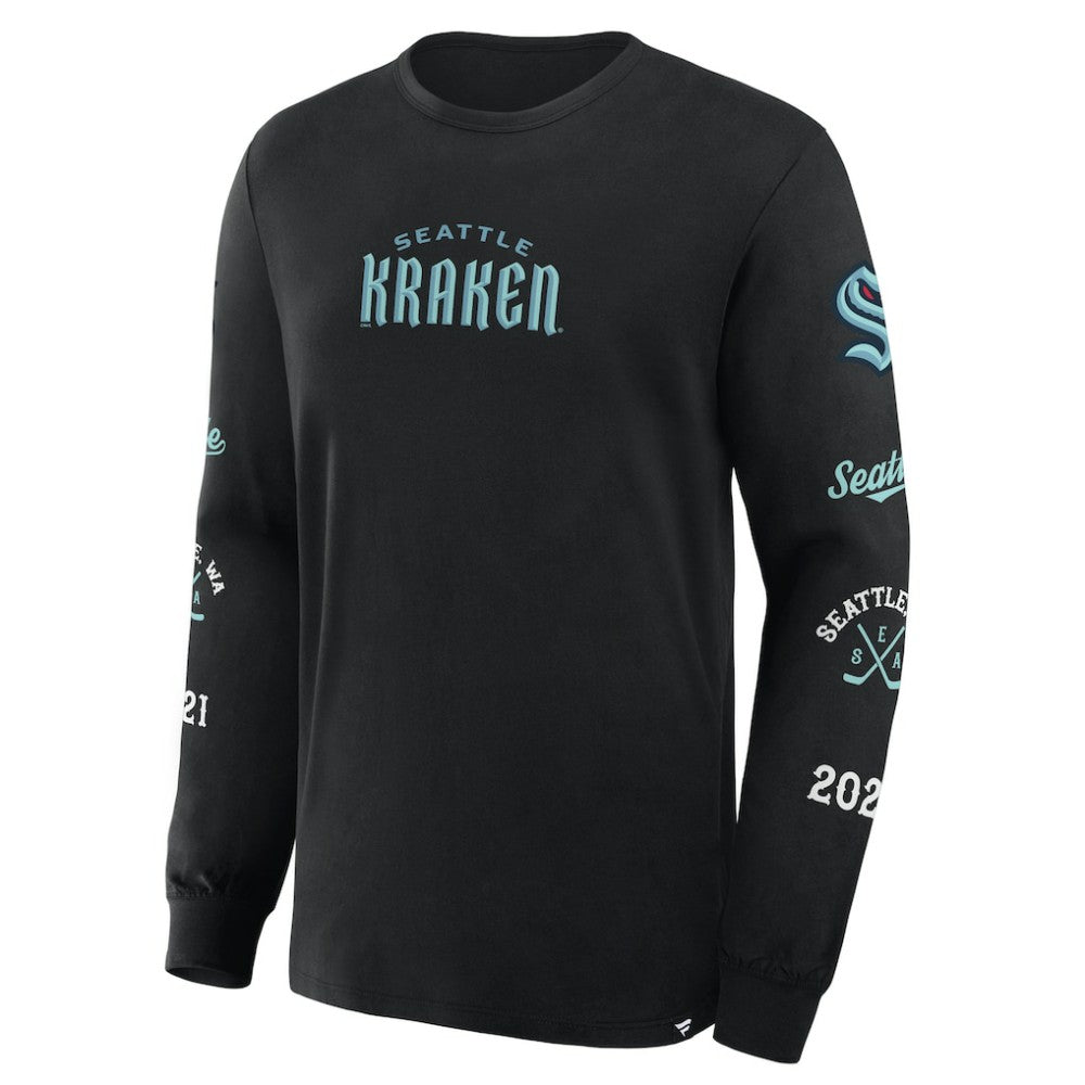 Seattle Kraken Fanatics Boxed In Legacy Long Sleeve T-Shirt - Black T-shirts