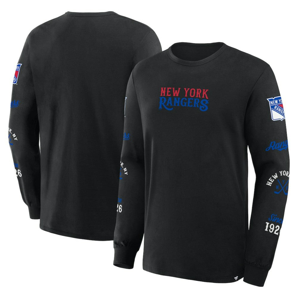 New York Rangers Fanatics Boxed In Legacy Long Sleeve T-Shirt - Black T-shirts