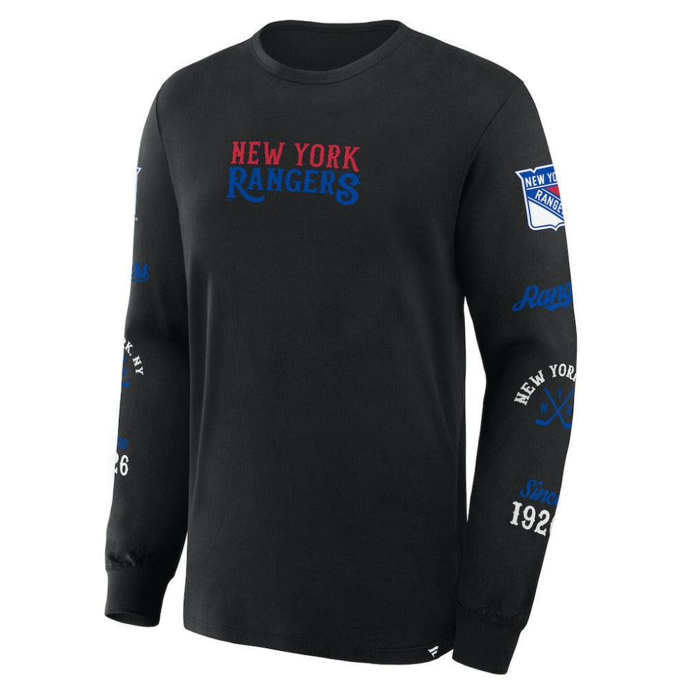 New York Rangers Fanatics Boxed In Legacy Long Sleeve T-Shirt - Black T-shirts