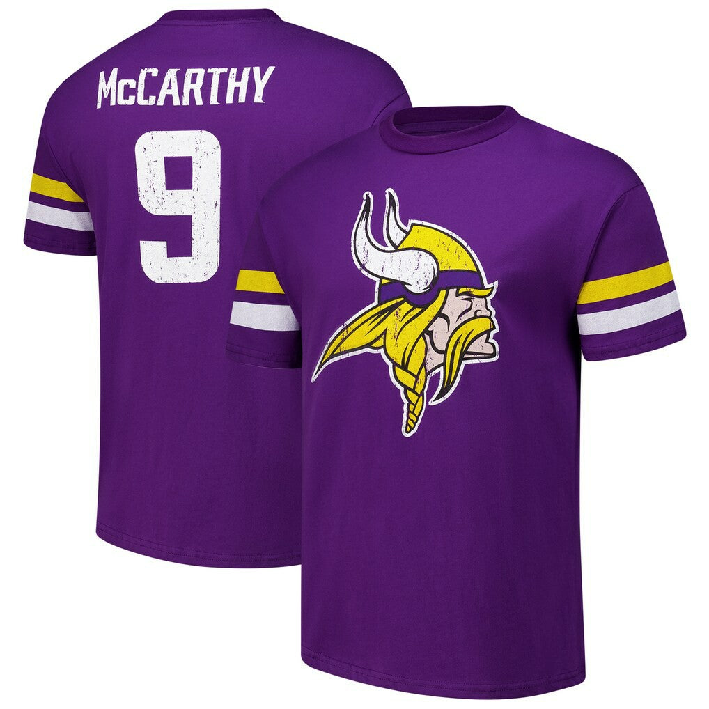 J.J. McCarthy Minnesota Vikings Majestic Threads Name & Number Oversized Fit T-Shirt - Purple sale