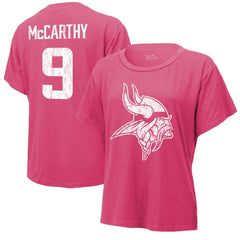 J.J. McCarthy Minnesota Vikings Majestic Threads Women's Name & Number T-Shirt - Pink outlet