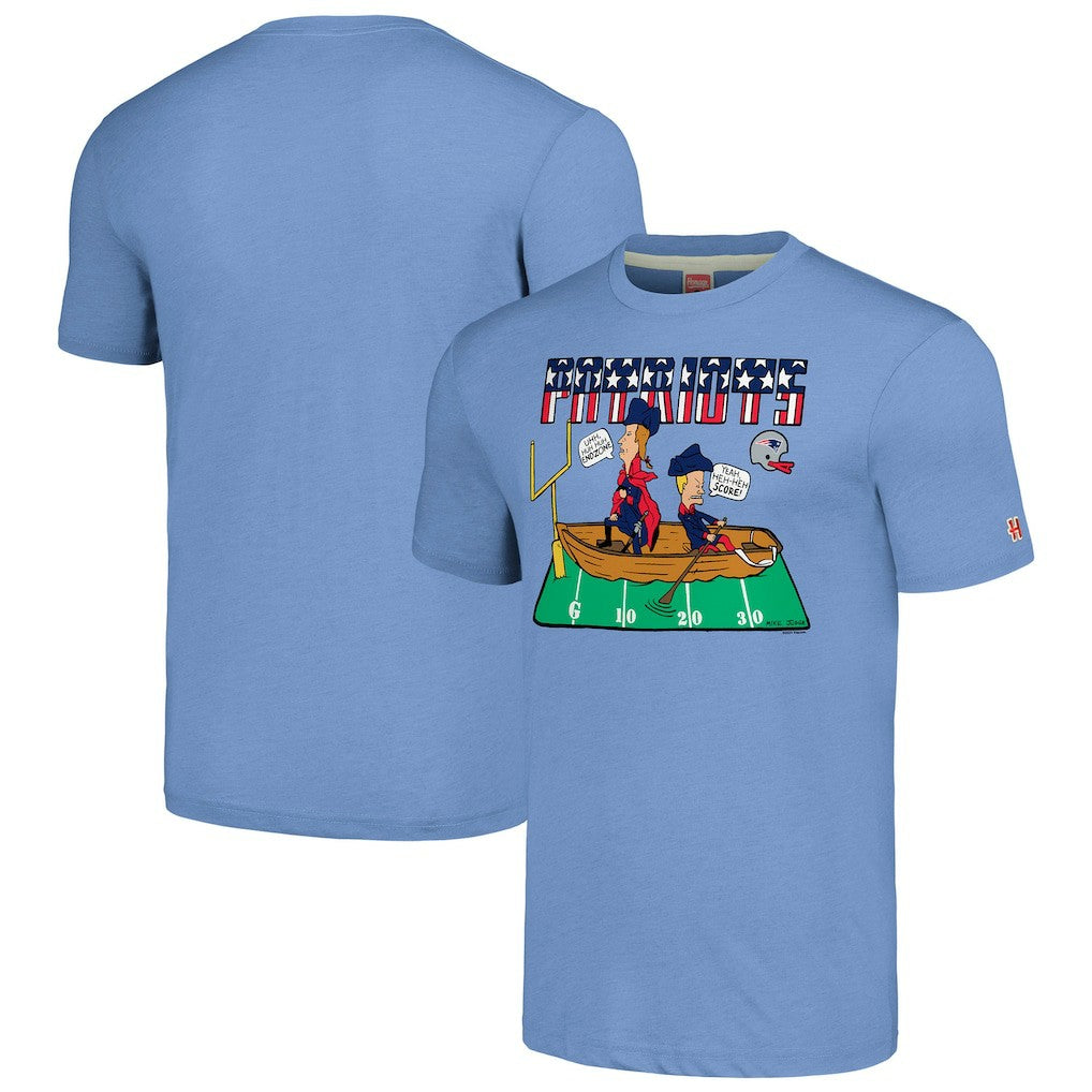 New England Patriots NFL x Homage x Beavis and Butt-Head Unisex Tri-Blend T-Shirt – Light Blue cheap