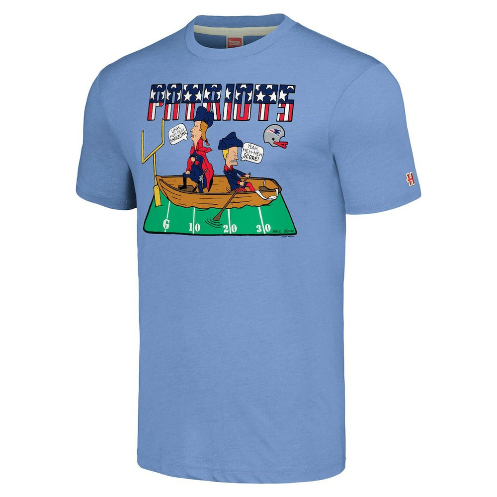 New England Patriots NFL x Homage x Beavis and Butt-Head Unisex Tri-Blend T-Shirt – Light Blue cheap