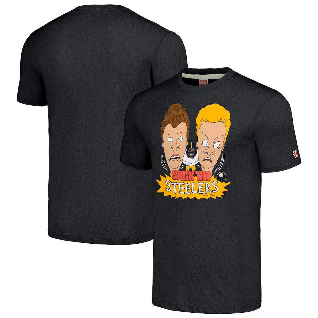 Pittsburgh Steelers NFL x Homage x Beavis and Butt-Head Unisex Tri-Blend T-Shirt – Charcoal sale