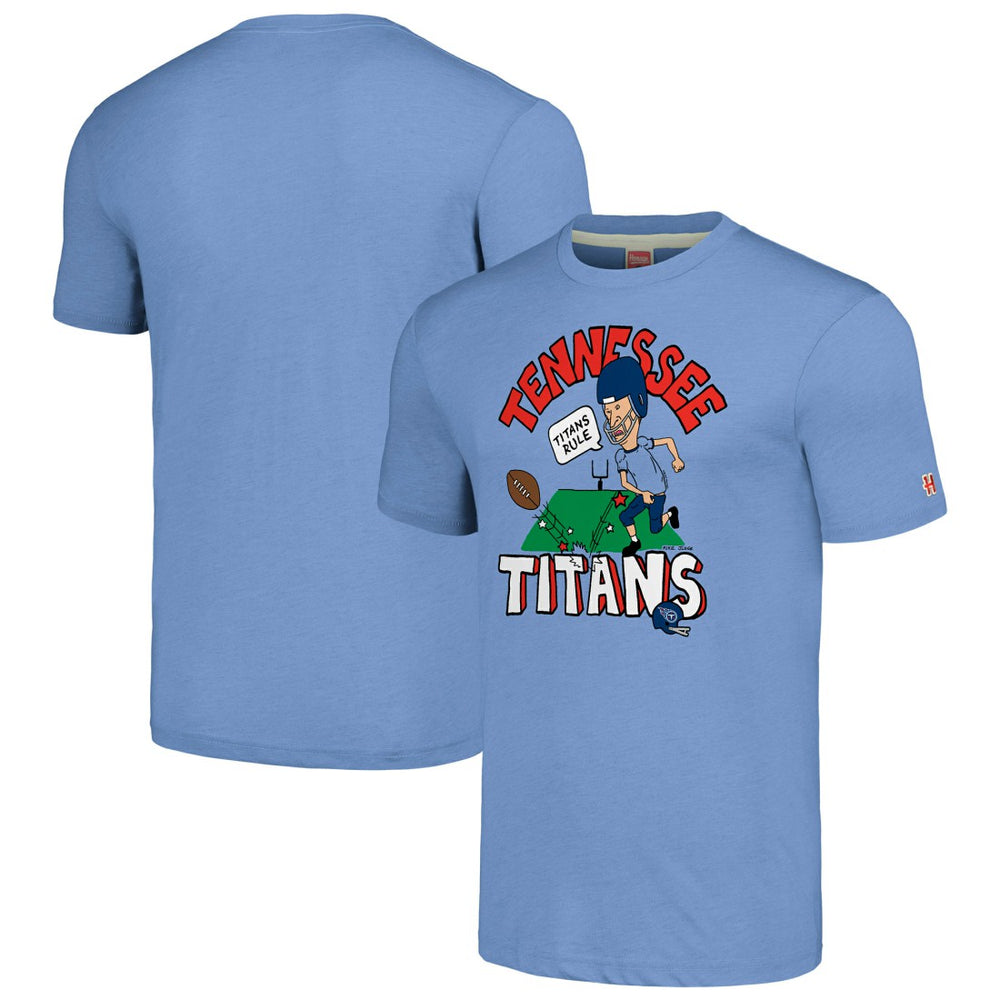 Tennessee Titans NFL x Homage x Beavis and Butt-Head Unisex Tri-Blend T-Shirt – Light Blue outlet