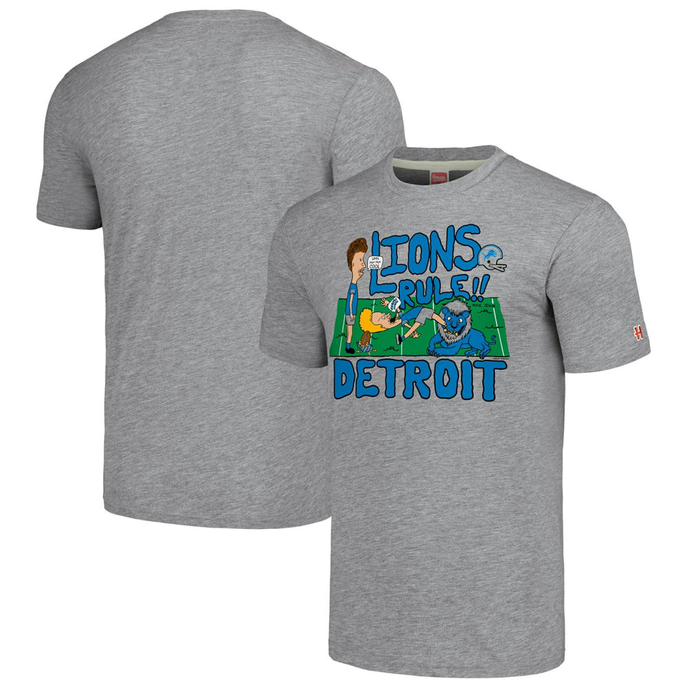 Detroit Lions NFL x Homage x Beavis and Butt-Head Unisex Tri-Blend T-Shirt – Gray sale