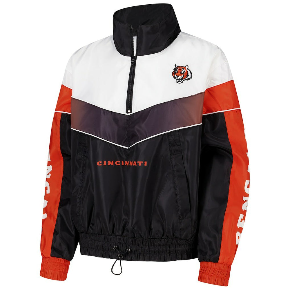 Cincinnati Bengals The Wild Collective Women's 1/4 Zip Track Jacket - Black discount