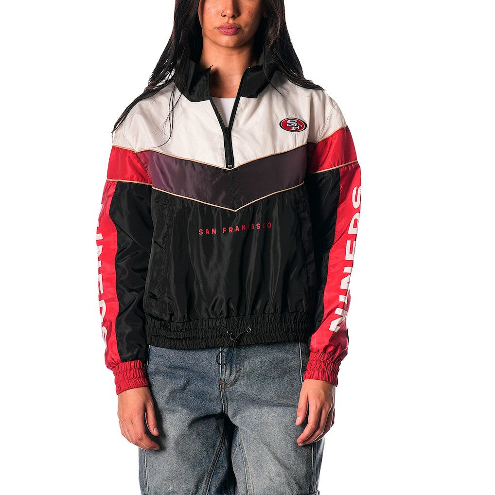 San Francisco 49ers The Wild Collective Women's 1/4 Zip Track Jacket - Black cheap
