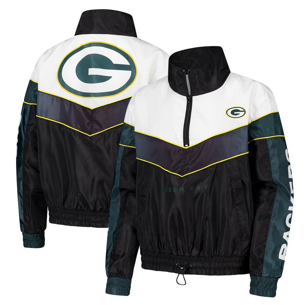 Green Bay Packers The Wild Collective Women's 1/4 Zip Track Jacket - Green cheap