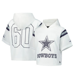 Dallas Cowboys The Wild Collective Women's Mesh Short Sleeve Hoodie T-Shirt - White for sale