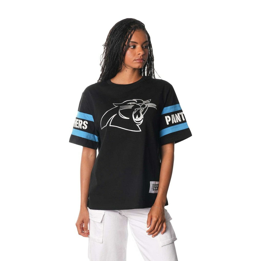 Carolina Panthers The Wild Collective Women's Drop Shoulder T-Shirt - Black cheap