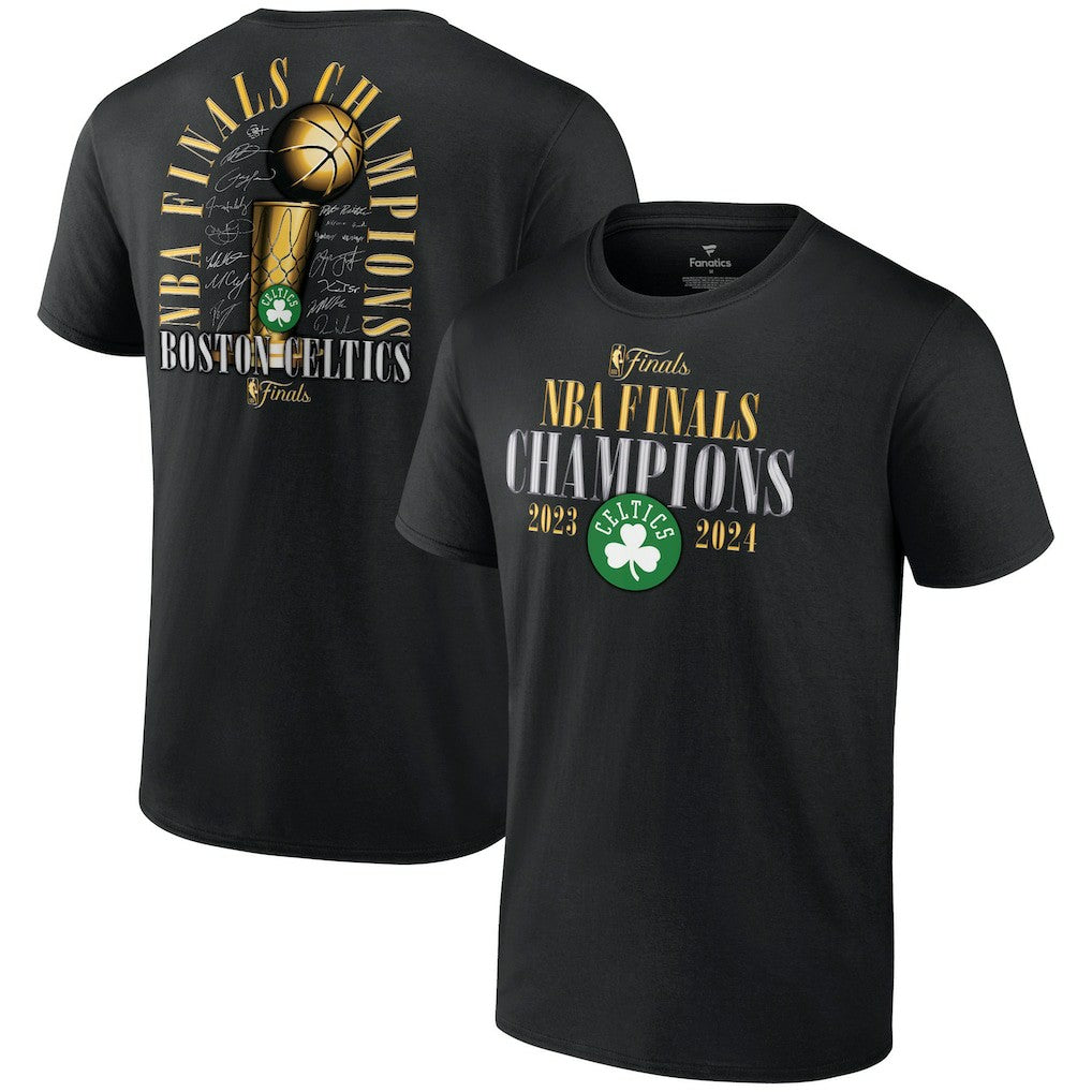 Boston Celtics 2024 NBA Finals Champions Big & Tall Fade Away Jumper Roster Signature T-Shirt - Black outlet