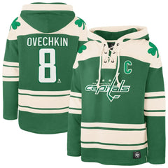 Alexander Ovechkin Washington Capitals '47 St. Patrick's Day Player Name & Number Lacer Pullover Hoodie - Kelly Green Hoodies