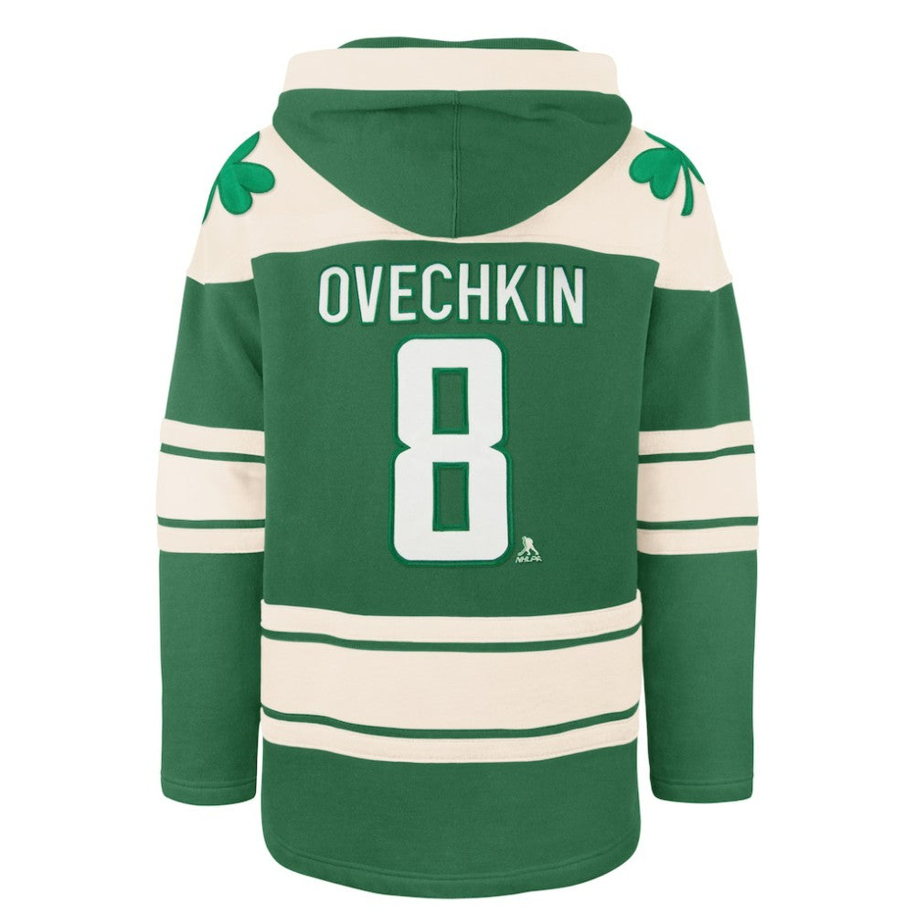Alexander Ovechkin Washington Capitals '47 St. Patrick's Day Player Name & Number Lacer Pullover Hoodie - Kelly Green Hoodies