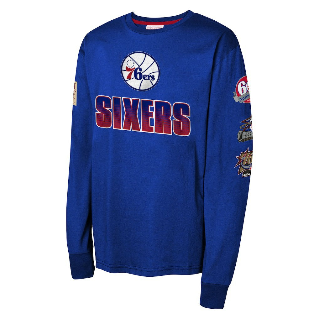 Philadelphia 76ers Youth Hardwood Classics All Over Long Sleeve T-Shirt - Royal sale