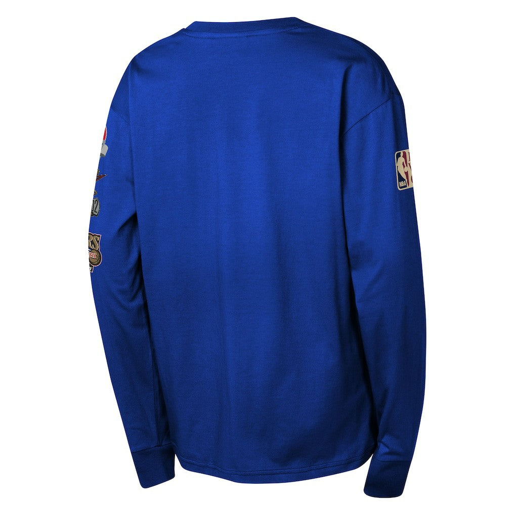 Philadelphia 76ers Youth Hardwood Classics All Over Long Sleeve T-Shirt - Royal sale