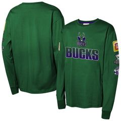 Milwaukee Bucks Youth Hardwood Classics All Over Long Sleeve T-Shirt - Hunter Green cheap