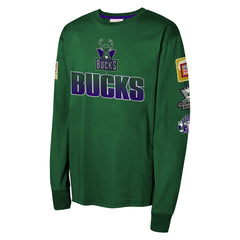 Milwaukee Bucks Youth Hardwood Classics All Over Long Sleeve T-Shirt - Hunter Green cheap