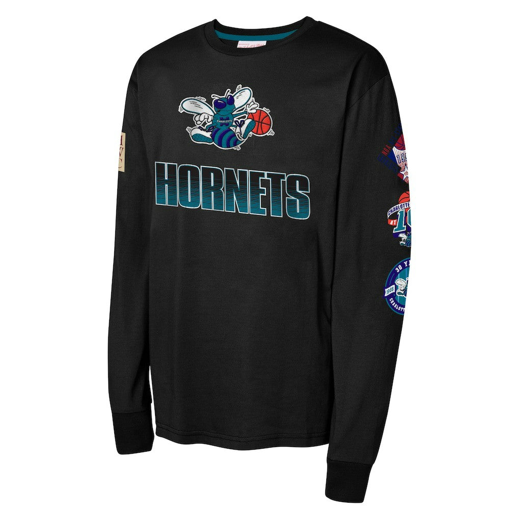 Charlotte Hornets Youth Hardwood Classic All Over Long Sleeve T-Shirt - Black sale