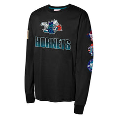 Charlotte Hornets Youth Hardwood Classic All Over Long Sleeve T-Shirt - Black sale