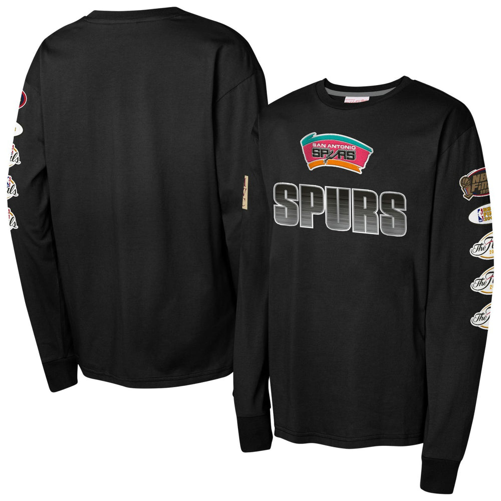 San Antonio Spurs Youth Hardwood Classics All Over Long Sleeve T-Shirt - Black cheap