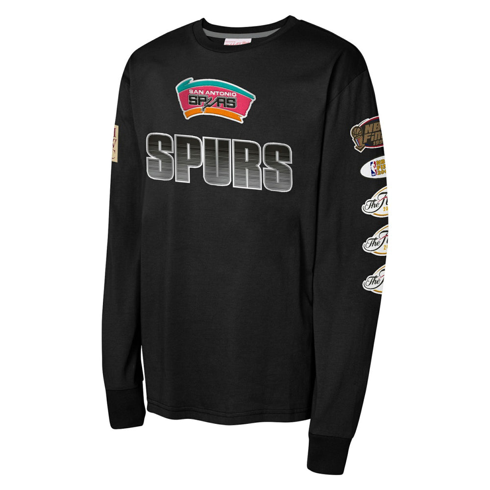 San Antonio Spurs Youth Hardwood Classics All Over Long Sleeve T-Shirt - Black cheap