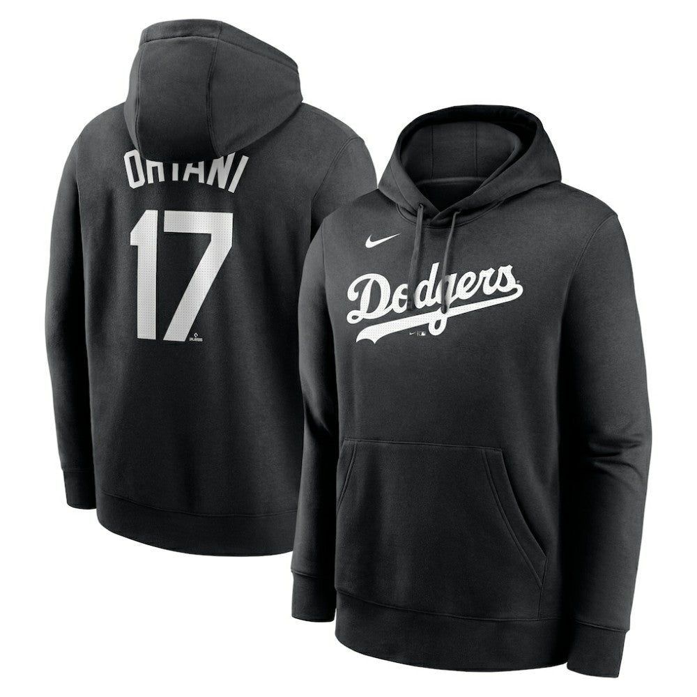Shohei Ohtani Los Angeles Dodgers Player Name & Number Club Fleece Pullover Hoodie Black