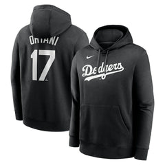 Shohei Ohtani Los Angeles Dodgers Player Name & Number Club Fleece Pullover Hoodie Black