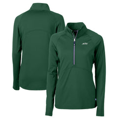 New York Jets Cutter & Buck Women's Primary Logo DryTec Adapt Eco Knit Stretch Recycled Raglan Half-Zip Top - Hunter Green on sale