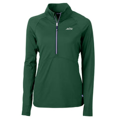 New York Jets Cutter & Buck Women's Primary Logo DryTec Adapt Eco Knit Stretch Recycled Raglan Half-Zip Top - Hunter Green on sale