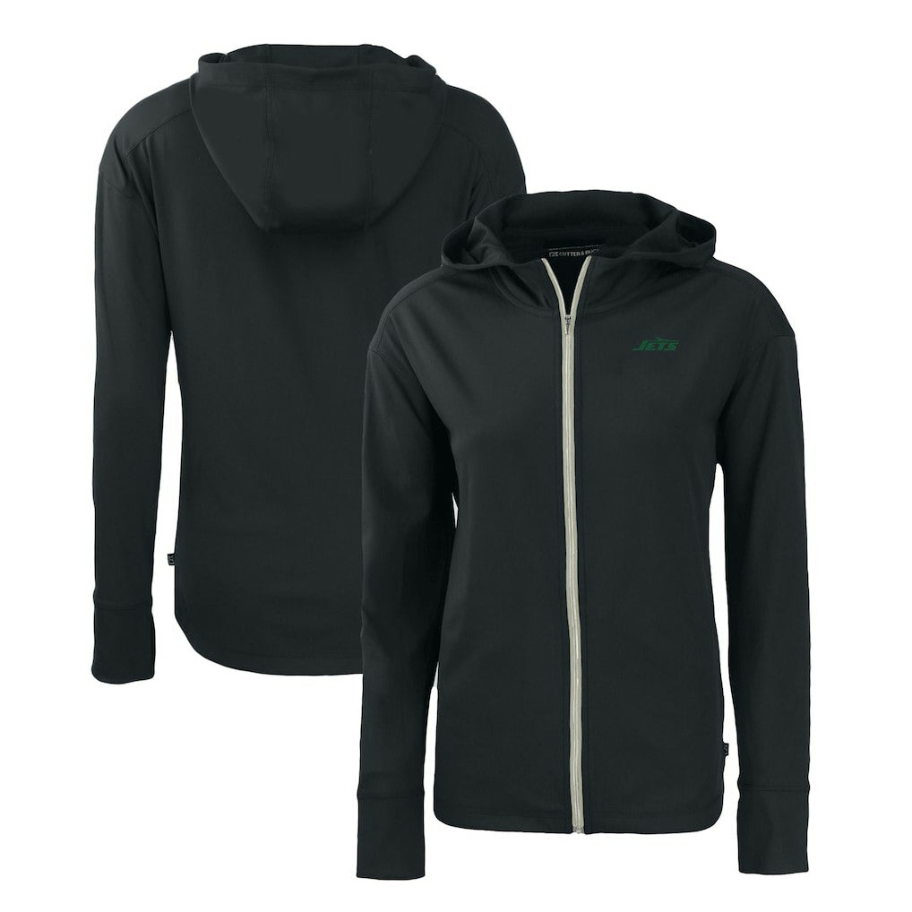 New York Jets Cutter & Buck Women's Primary Logo Daybreak Eco Recycled Full-Zip Hoodie Jacket - Black cheap