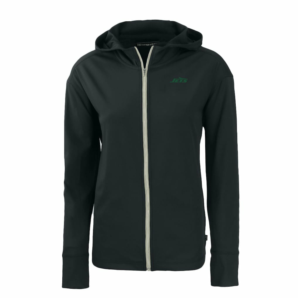 New York Jets Cutter & Buck Women's Primary Logo Daybreak Eco Recycled Full-Zip Hoodie Jacket - Black cheap