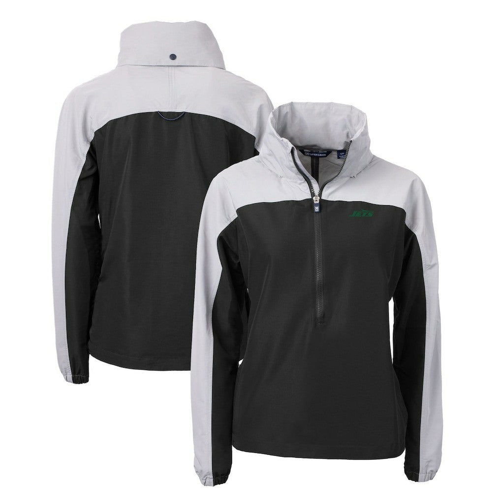 New York Jets Cutter & Buck Women's Primary Logo Charter Eco Recycled Half-Zip Hoodie Anorak Jacket - Black on sale