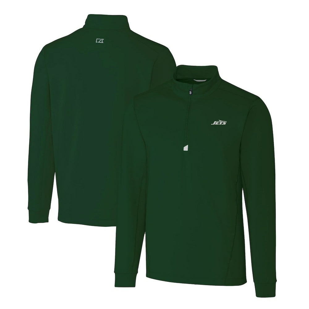New York Jets Cutter & Buck Primary Logo Traverse Stretch Quarter-Zip Top - Hunter Green outlet