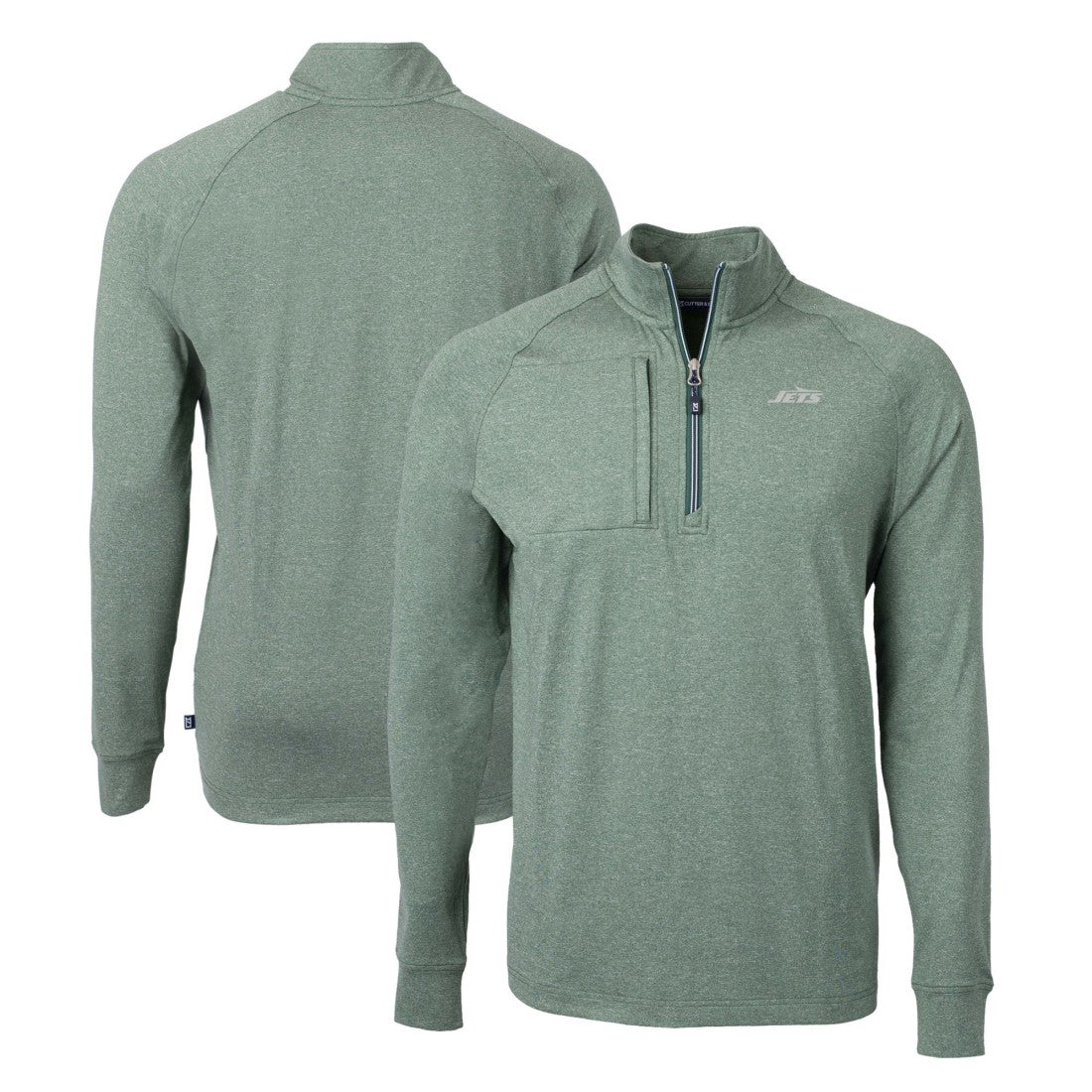New York Jets Cutter & Buck Primary Logo Adapt Eco Knit Quarter-Zip Top - Heather Green cheap