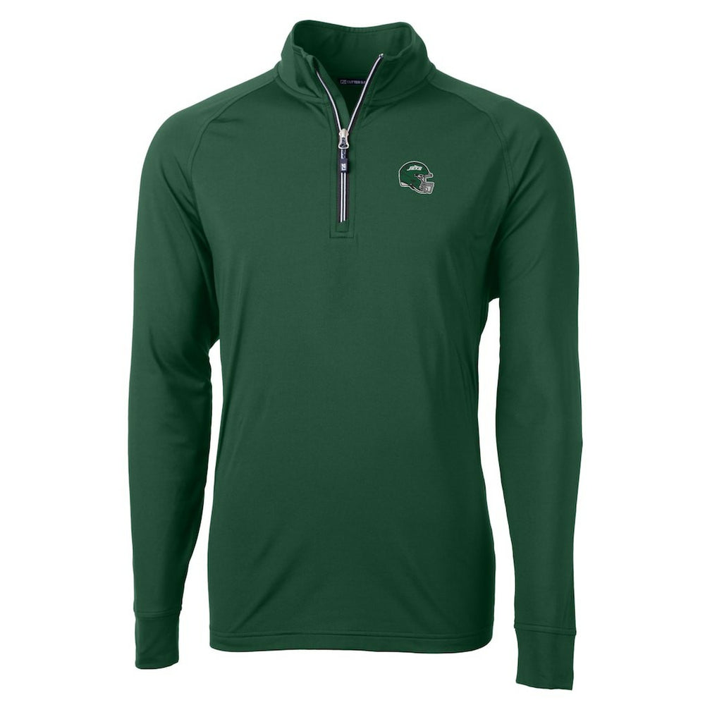 New York Jets Cutter & Buck Helmet Adapt Eco Knit Stretch Recycled Quarter-Zip Top - Hunter Green for sale