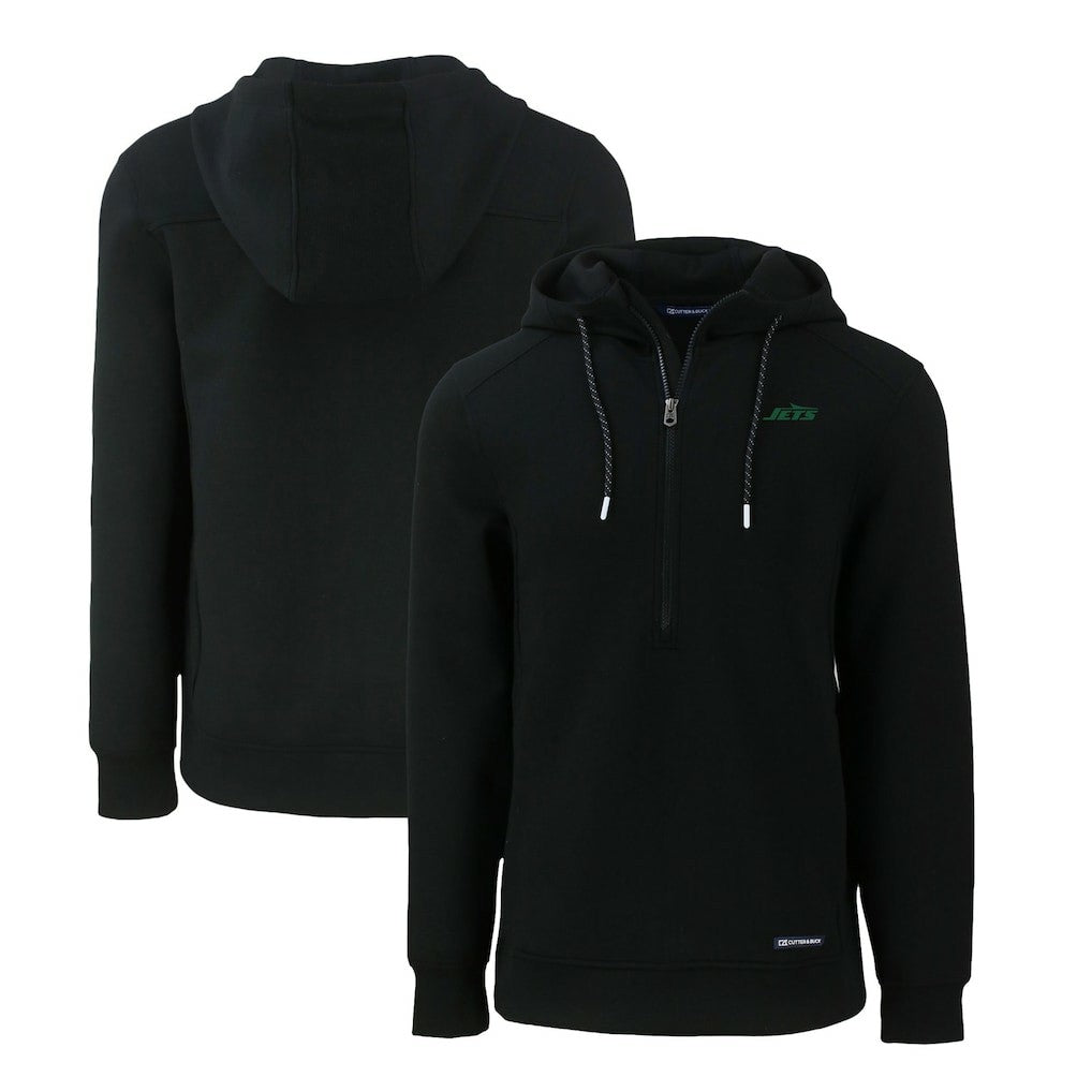 New York Jets Cutter & Buck Primary Logo Roam Eco Recycled Half-Zip Hoodie - Black outlet