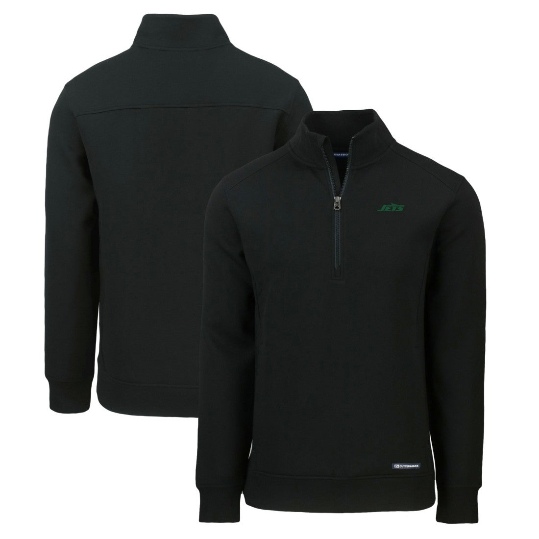 New York Jets Cutter & Buck Primary Logo Roam Eco Recycled Quarter-Zip Pullover Top - Black sale