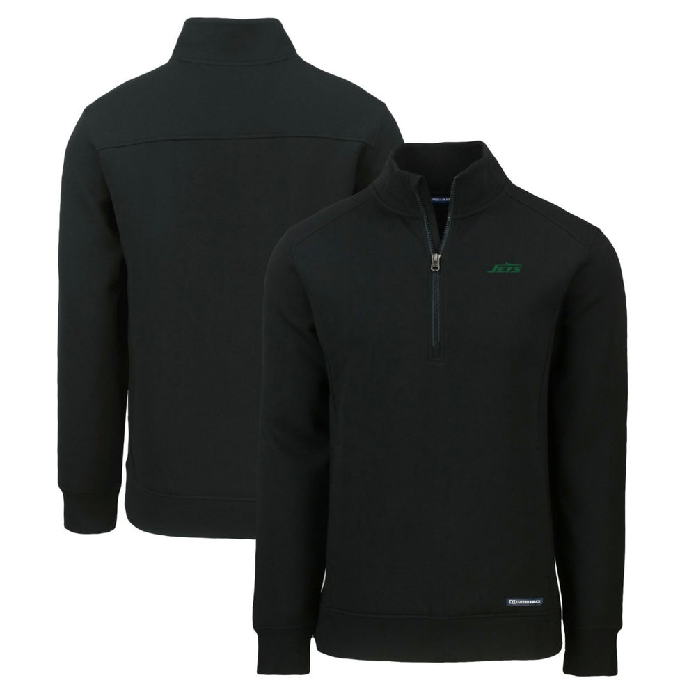 New York Jets Cutter & Buck Primary Logo Roam Eco Recycled Quarter-Zip Pullover Top - Black sale