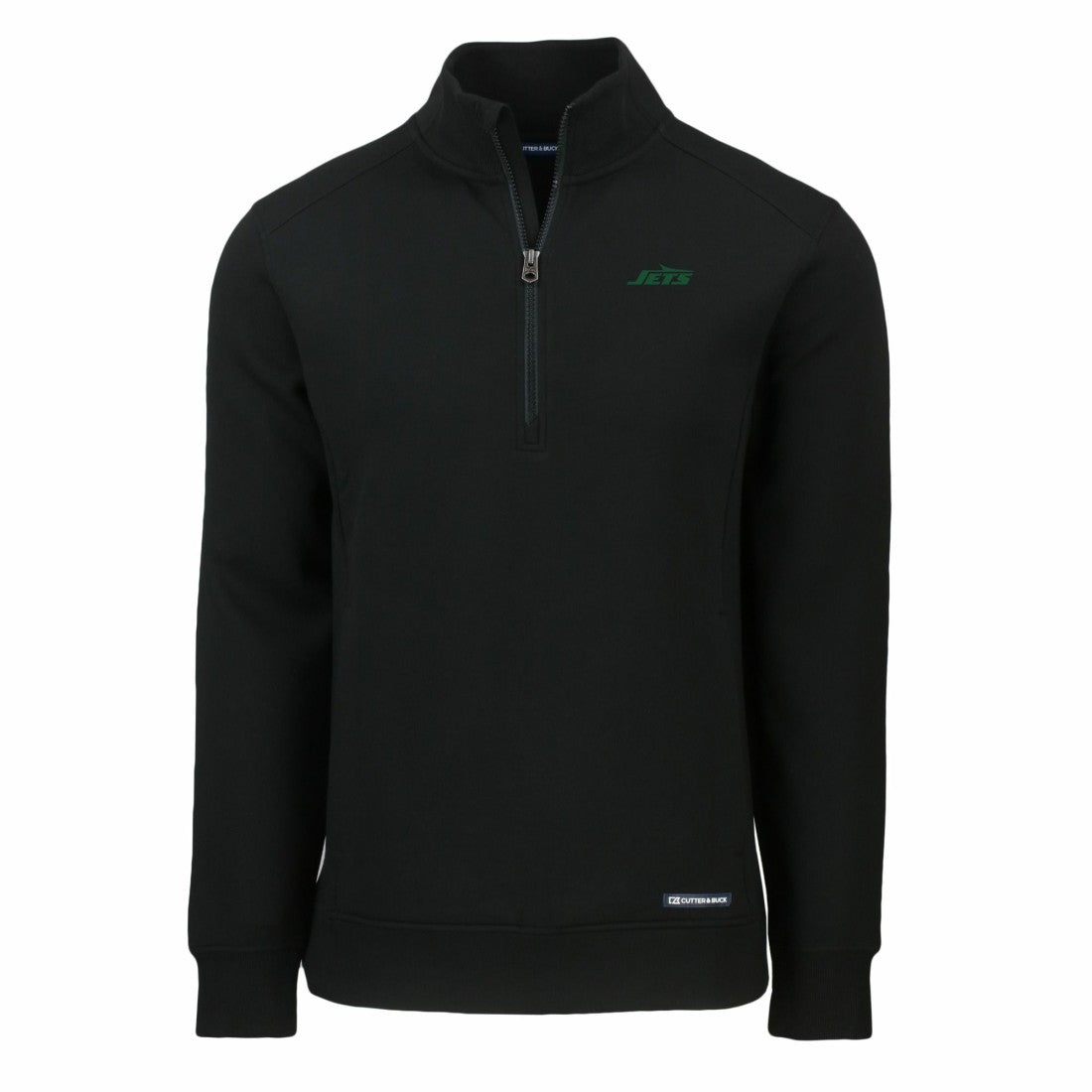New York Jets Cutter & Buck Primary Logo Roam Eco Recycled Quarter-Zip Pullover Top - Black sale