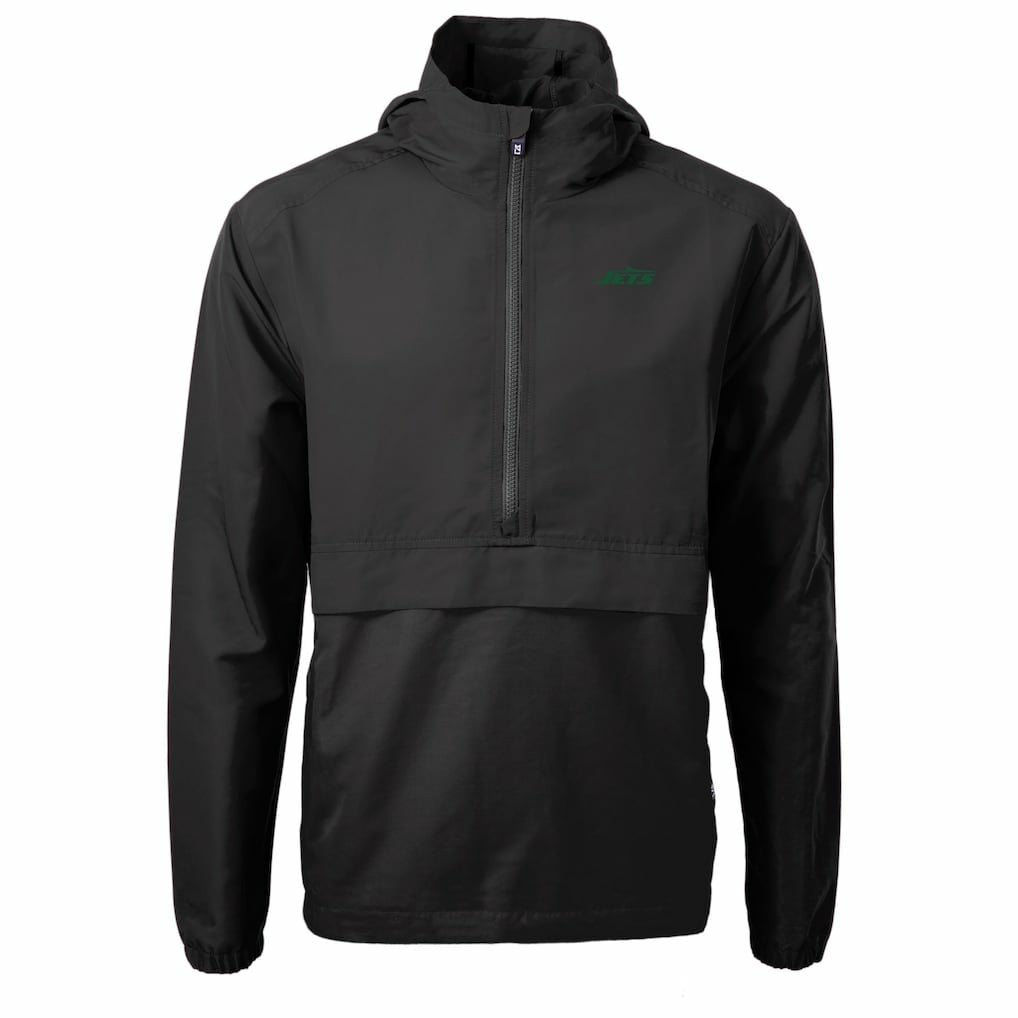 New York Jets Cutter & Buck Primary Logo Charter Eco Recycled Half-Zip Anorak Jacket - Black discount