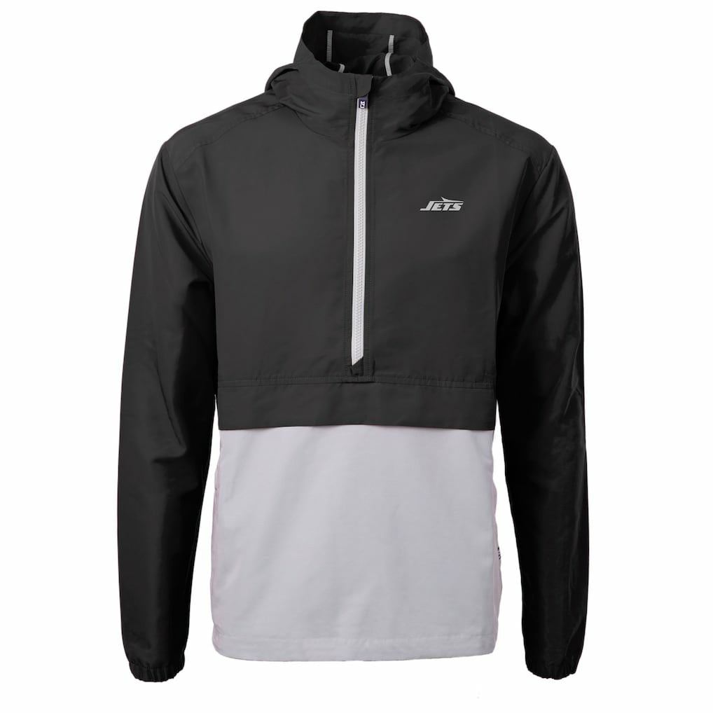 New York Jets Cutter & Buck Monochromatic Logo Charter Eco Recycled Half-Zip Anorak Jacket - Black/Gray online