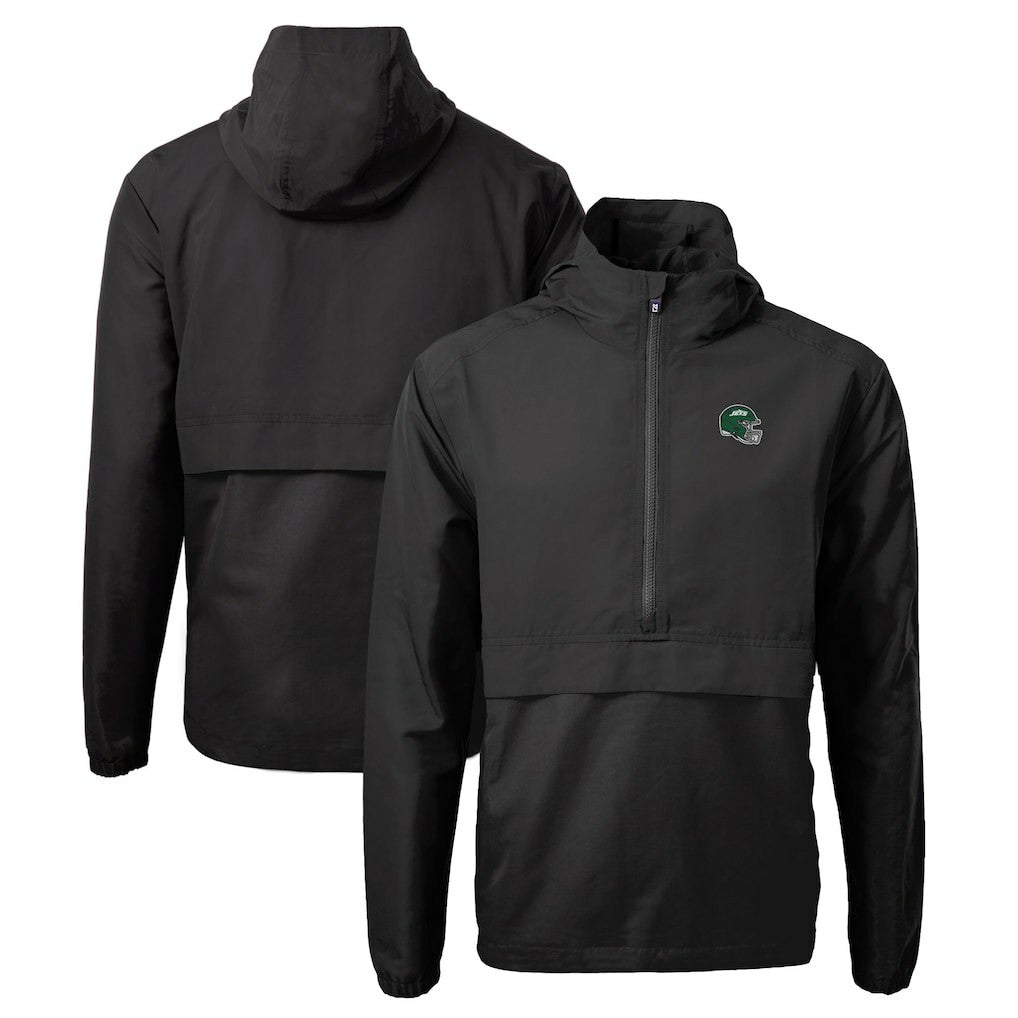 New York Jets Cutter & Buck Helmet Charter Eco Recycled Half-Zip Anorak Jacket - Black on sale