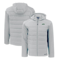 New York Jets Cutter & Buck Primary Logo Evoke Hybrid Eco Softshell Recycled Full-Zip Hooded Jacket - Gray sale