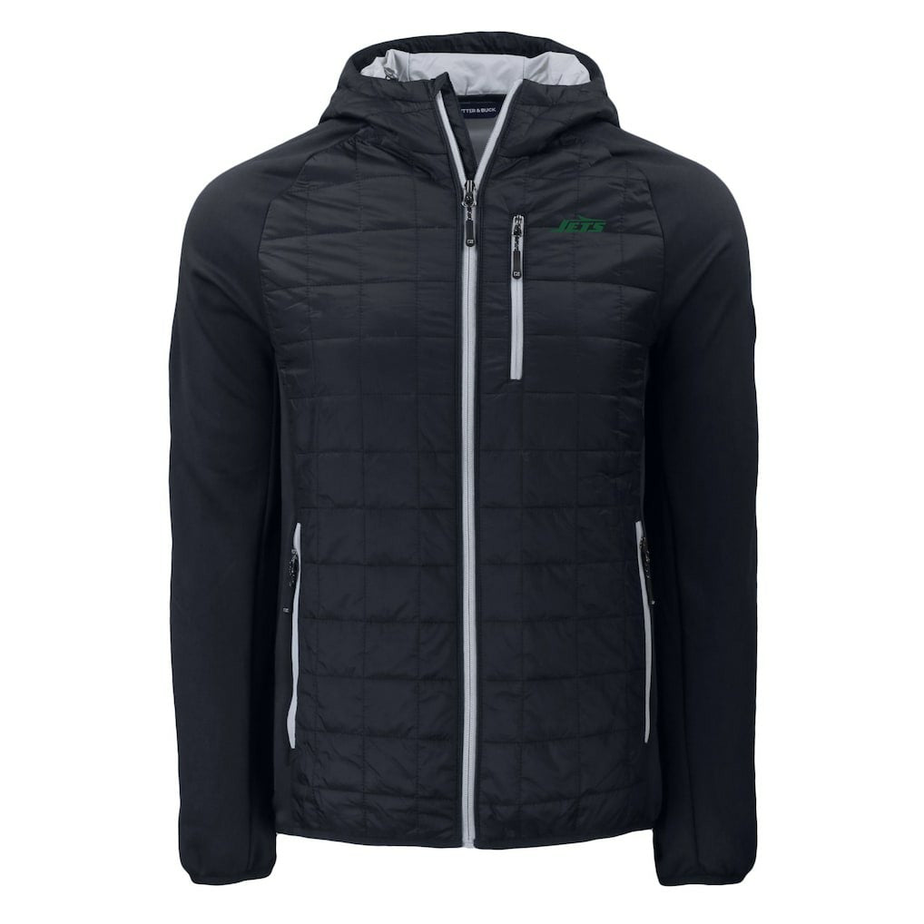 New York Jets Cutter & Buck Primary Logo Rainier PrimaLoft Eco Full-Zip Hybrid Jacket - Black cheap