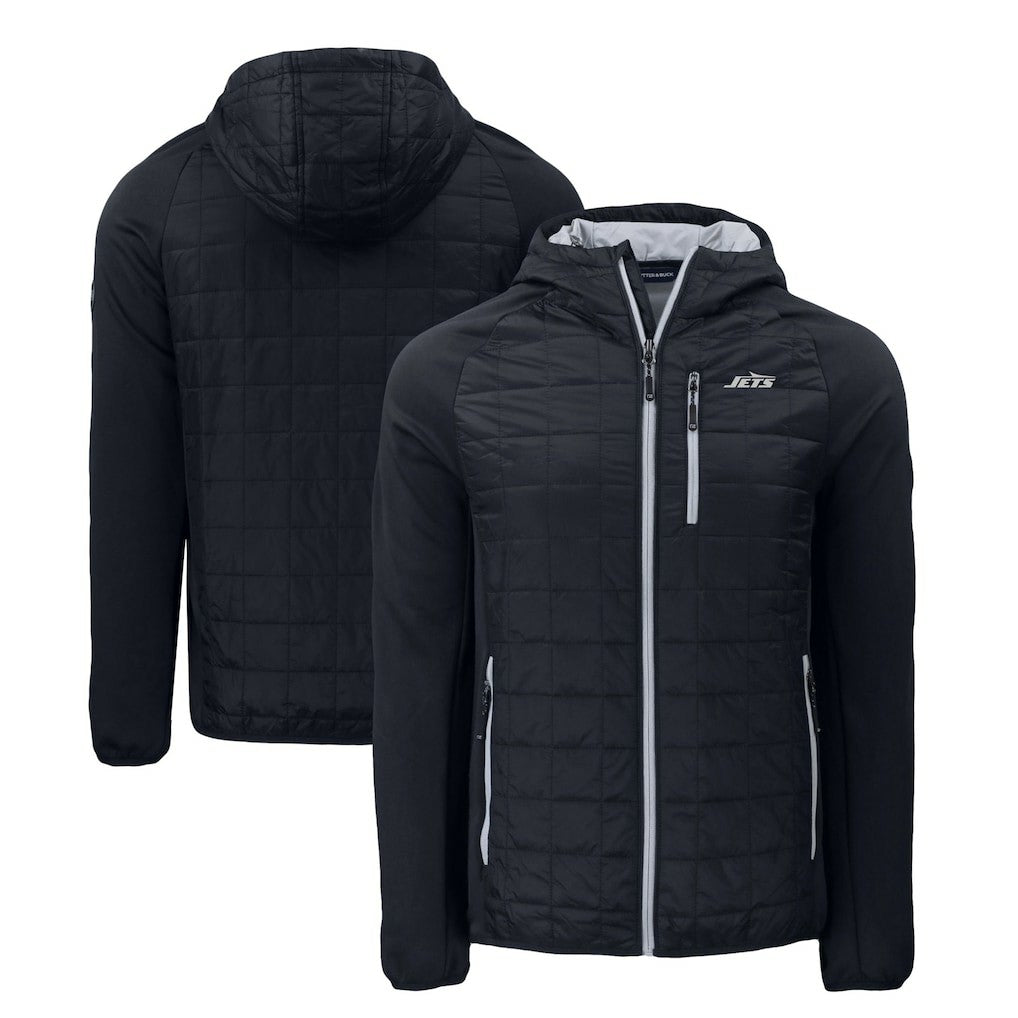New York Jets Cutter & Buck Monochromatic Logo Rainier PrimaLoft Eco Full-Zip Hybrid Jacket - Black sale