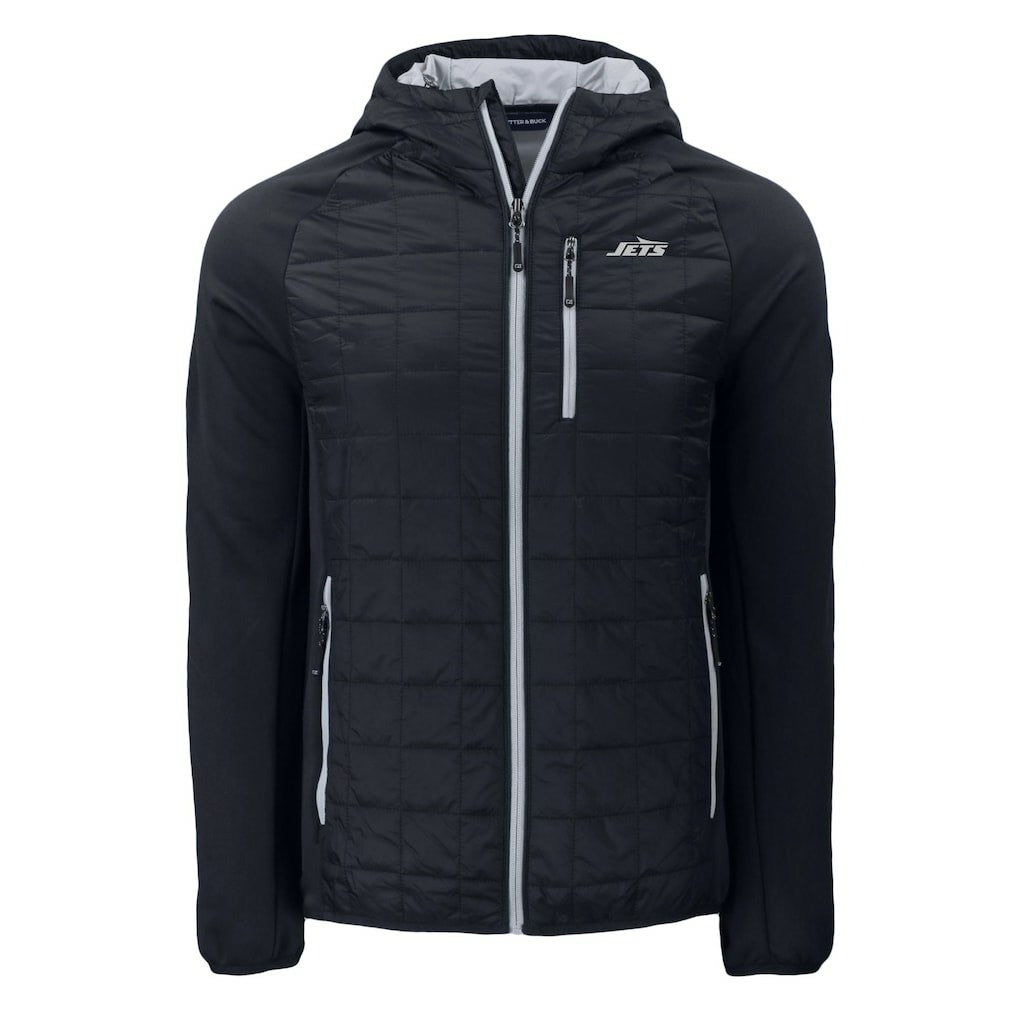 New York Jets Cutter & Buck Monochromatic Logo Rainier PrimaLoft Eco Full-Zip Hybrid Jacket - Black sale