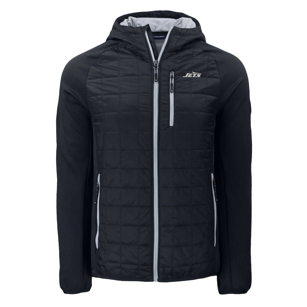 New York Jets Cutter & Buck Monochromatic Logo Rainier PrimaLoft Eco Full-Zip Hybrid Jacket - Black sale